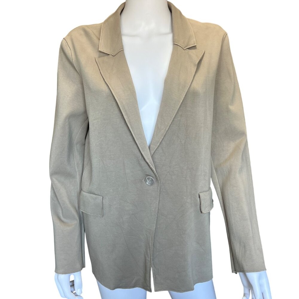 Maison d'Amélie Paris Blazer Womens L Beige Nylon Rayon Button Work Lightweight
